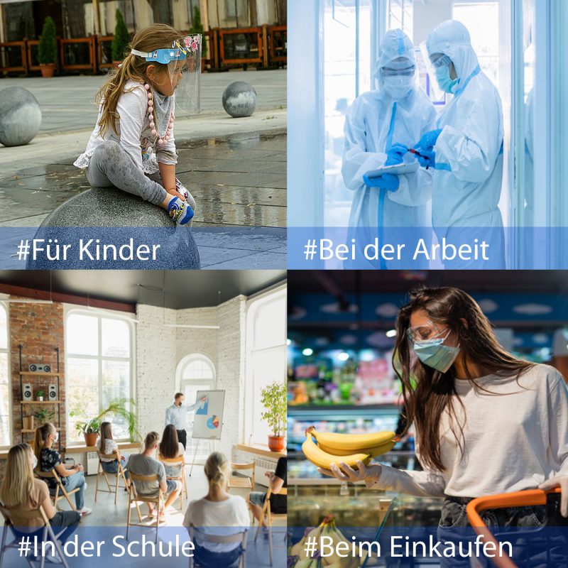 YAKO Gesichtsvisier mit Brille, Anti-bakteriell,1 Brille + 3 Visiere – Bild 5